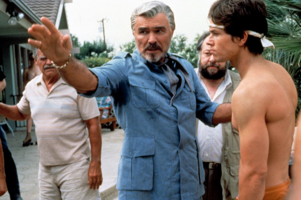 Burt Reynolds with Mark Wahlberg, who wore a prosthetic penis in "Boogie Nights."