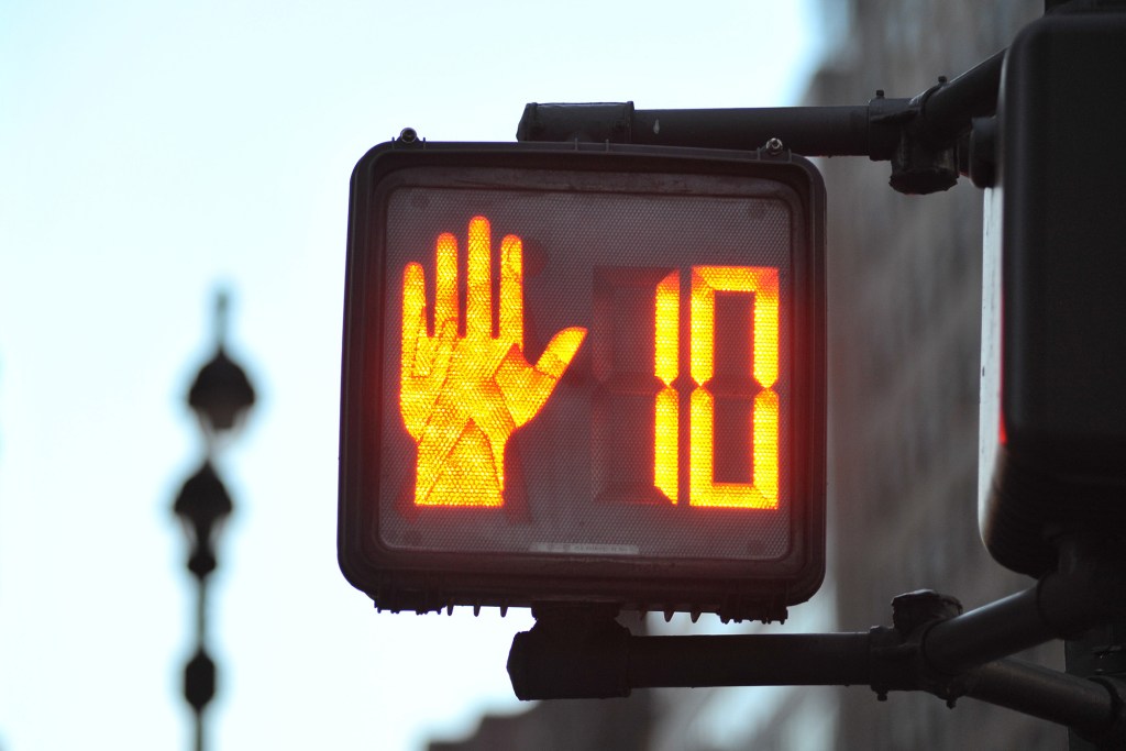 A general view of a pedestrian crossing light in New York, NY as seen on May 10, 2017. 