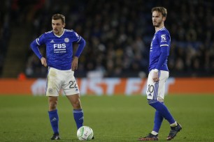 Leicester City's James Maddison and Kiernan Dewsbury-Hall