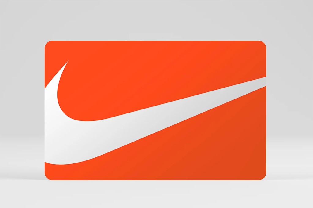 An orange Nike gift card