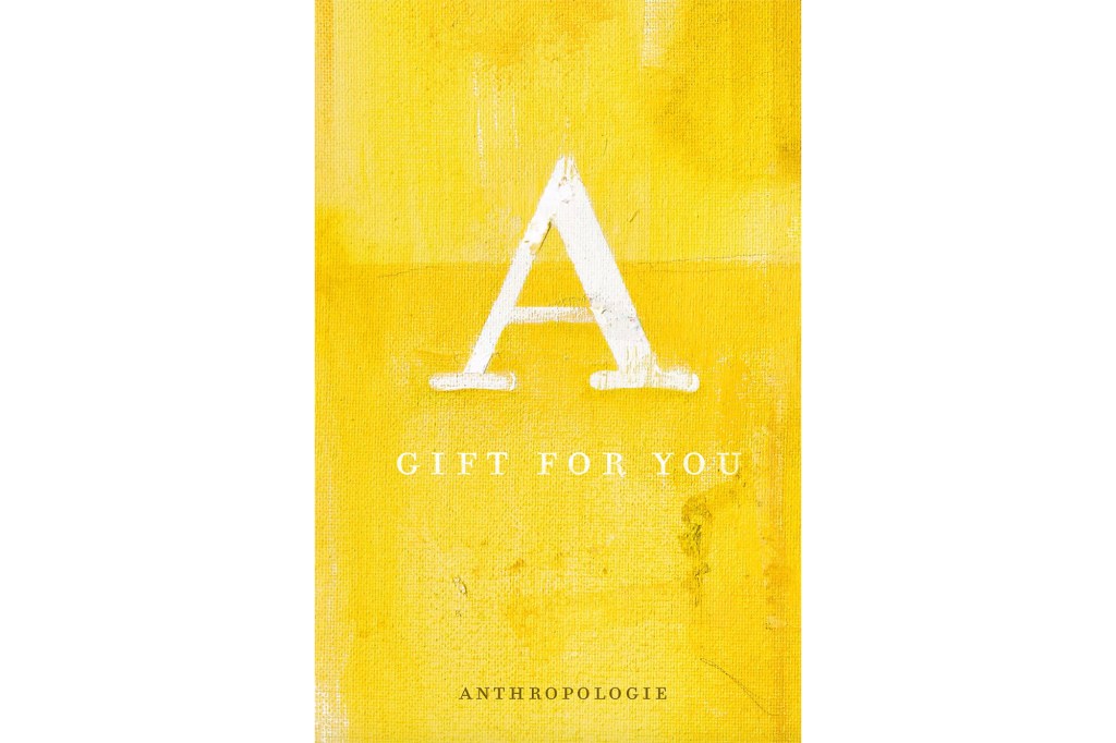 A yellow Anthropologie gift card