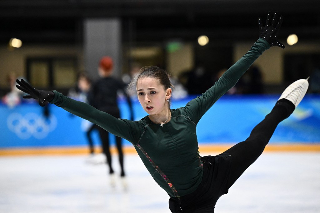 Kamila Valieva attends a training session after being cleared to compete.