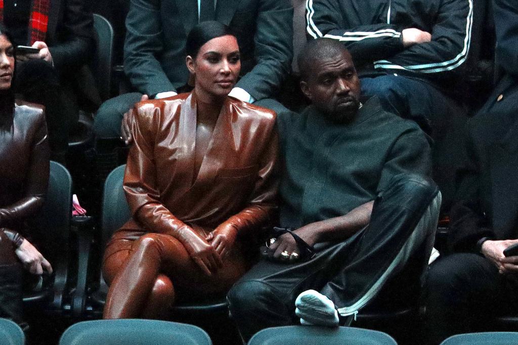 Kim Kardashian and Kanye West appear together in March 2020.