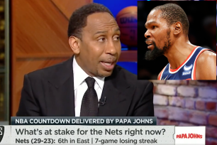A composite image of ESPN's Stephen A. Smith and Nets forward Kevin Durant.