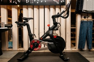 A Peloton bike in a studio.