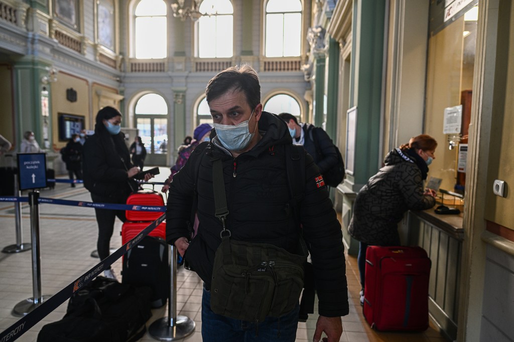 Ukrainian man at a train station.