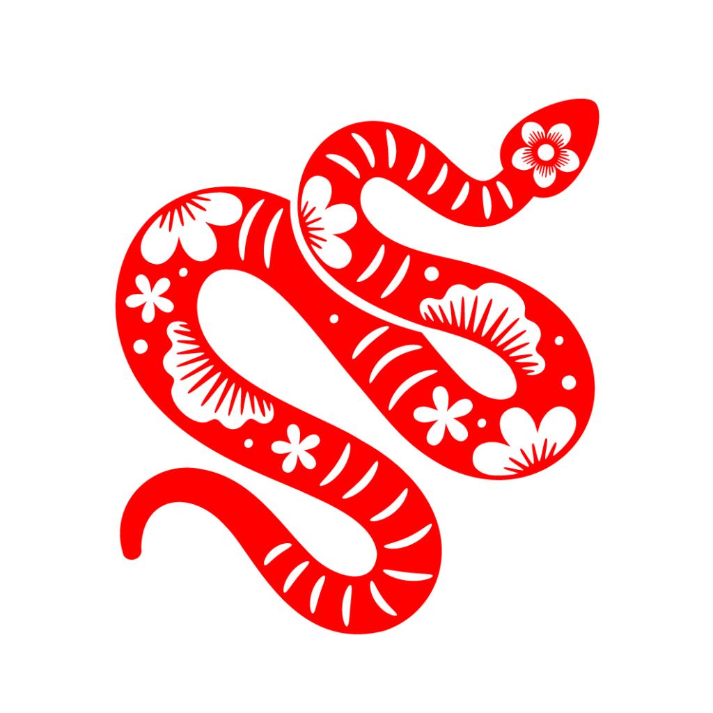 Red Chinese zodiac illustration of the snake