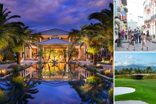 Side by sides of San Juan's town and its St. Regis resort.