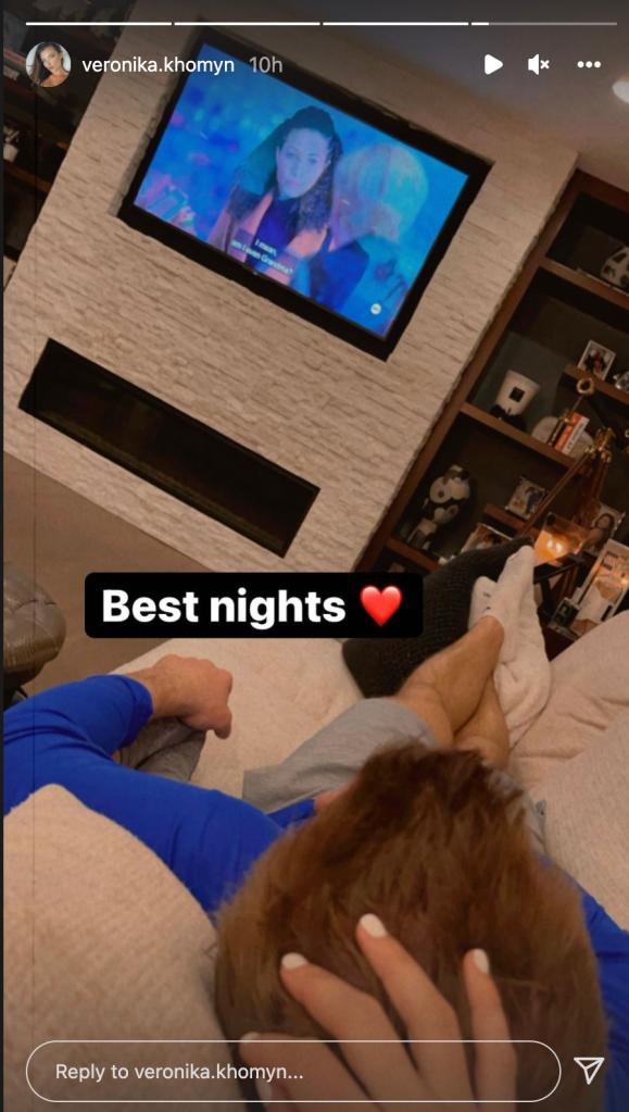 Veronika Khomyn, the fiancée of Rams coach Sean McVay, posted a photo Saturday of a cozy night in ahead of Super Bowl 2022