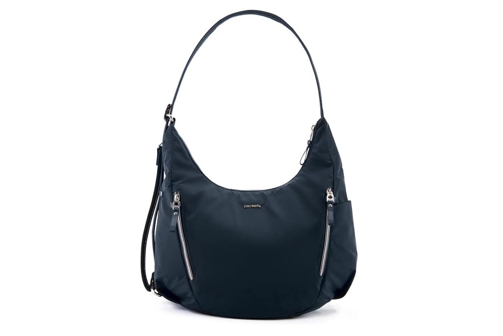 A navy blue travel purse 