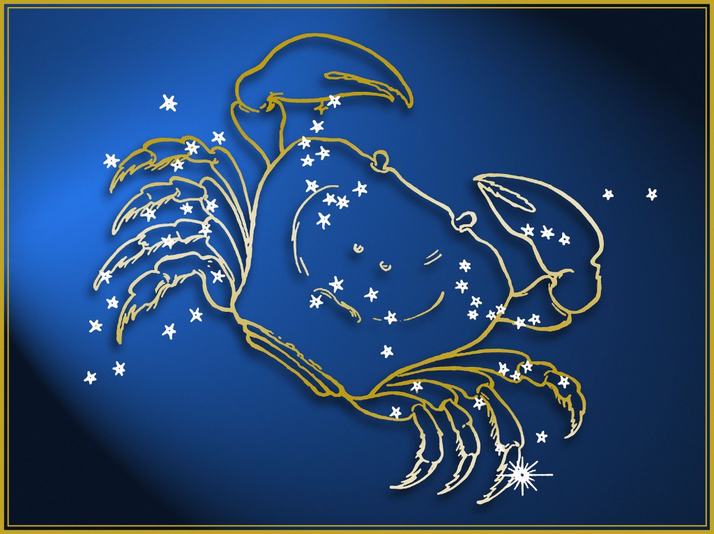 Cancer constellation against a blue background