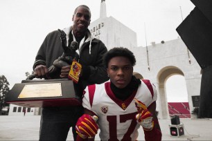 Dwight Gooden and his son, Dylan, during a college visit to USC.