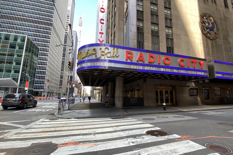 Empty streets of New York City by Radio City Hall.