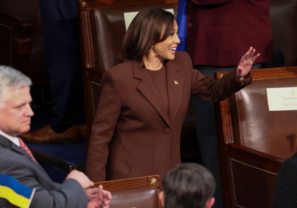 Harris arrives for the State of the Union.