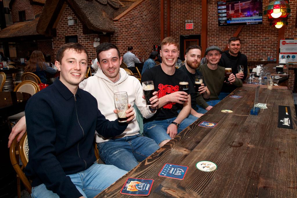 Aaroon Doyle, Mark Lynch, Jamie Andrews, John Darcy, Aidan Morris, Daniel Kavanagh and Eoghan Doyle at Connolly's Pub 121 West 45th Street,