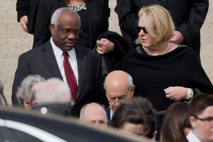 Clarence Thomas, left and his wife Virginia Thomas