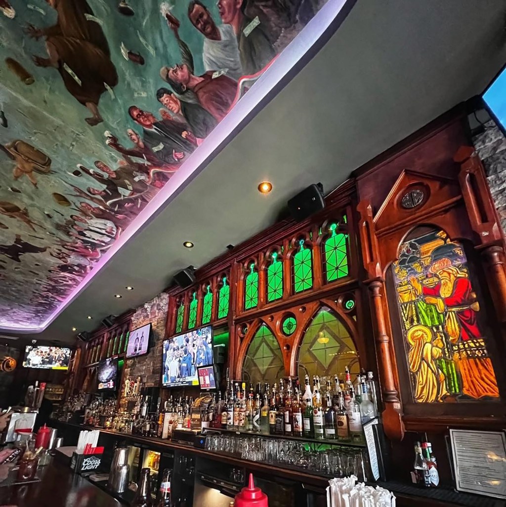 The empty bar at The Wicked Monk in New York City 