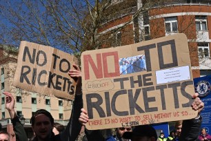 Chelsea's supporters protest against the Ricketts family.