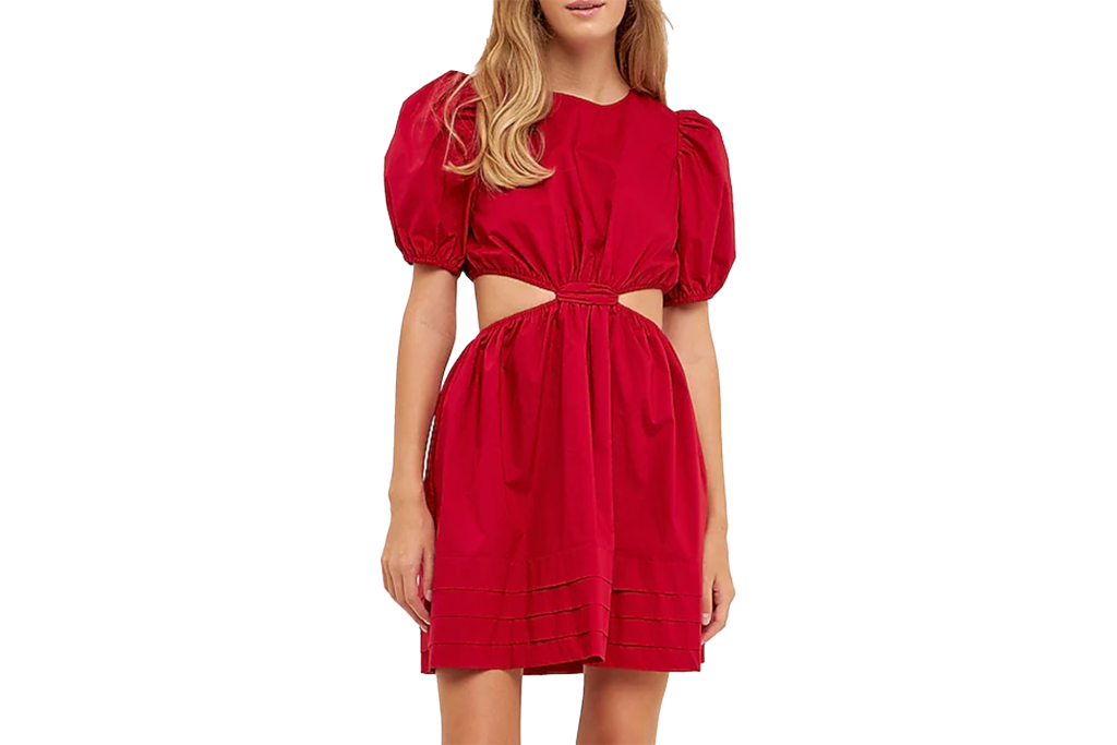 Express English Factory Pleated Cut-Out Mini Dress