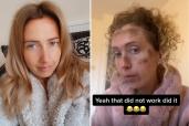 Abby Grocott. See SWNS story SWSYfreckles; A mum copied a TikTok trend to create fake freckles - but she was left looking like she 'stuck her head up a chimney'. Abby Grocott, 32, decided to trial a TikTok trend to create fake freckles using brown root spray. But the mum-of-two was left stunned by the results - which were nothing like the desired outcome. After spraying it all over her face as instructed by another TikTok user, Abby, from Crewe, Cheshire, was left covered in brown splodges.