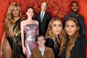 (L-R) Laverne Cox, Angelina Jolie, Tom Holland, Anderson Cooper, Mary-Kate and Ashley Olsen and Kanye West