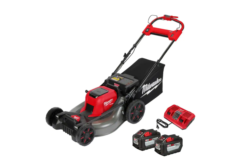 Black and red push lawn mower