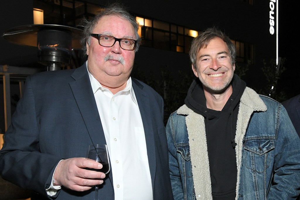 Mike Hagerty (L) and Mark Duplass at the "Somebody, Somewhere" finale episode screening in 2022.