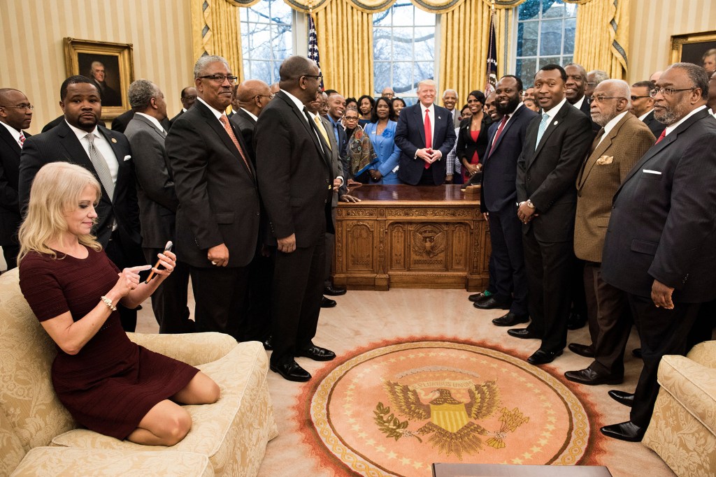 Kellyanne Conway in the Oval Office