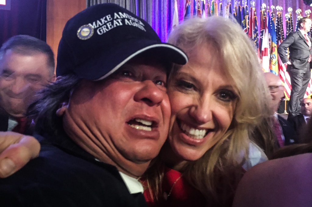 In her new memoir, Kellyanne Conway writes that she was shocked when her husband George (pictured together) started posting anti-Trump tweets, leading to a showdown between them.