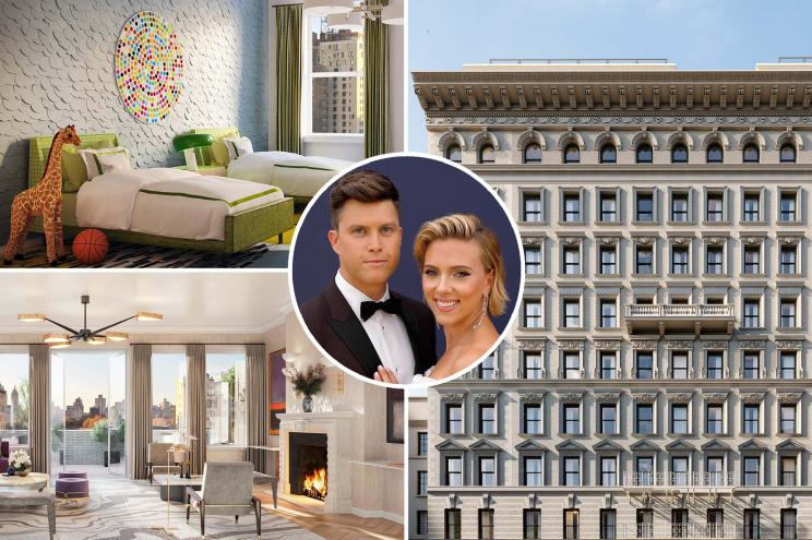 Actress Scarlett Johansson and Colin Jost were spotted touring the penthouse at the Wales on the Upper East Side.