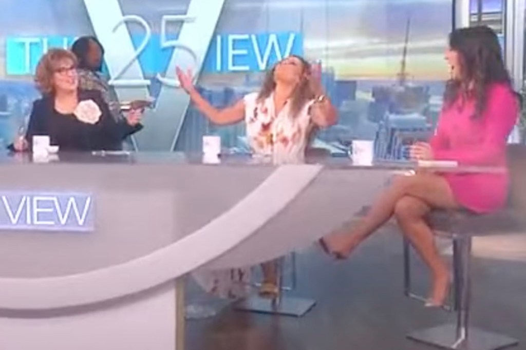 Whoopi Goldberg sprays Sunny Hostin on "The View"