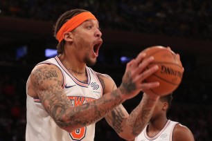 Michael Beasley #8 reacts to a call during the third quarter of a game against the Timberwolves on March 23, 2018.