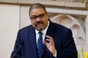 Manhattan D.A. Alvin Bragg speaks at Abyssinian Baptist Church at 132 Odell Clark Place in New York, NY on January 16, 2022.