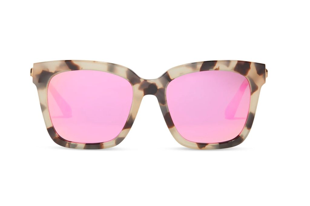 Torti sunglasses with pink glasswear.