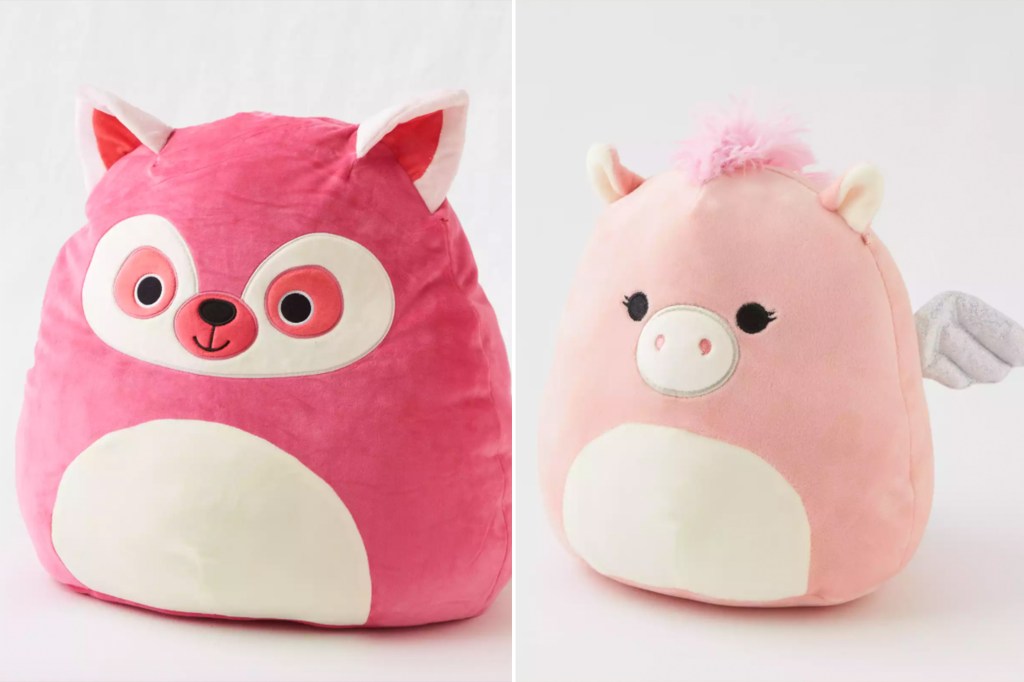 A red fox and pink unicorn Squishmallow