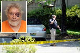 A police officer walks outside St. Stephen's Episcopal Church in Vestavia Hills, Ala., on Friday, June 17, 2022. Authorities say two people were shot to death and a third was wounded during an evening gathering when a man pulled out a handgun and began firing.