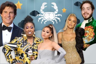 Cancer celebs (L-R) Tom Cruise, Missy Elliot, Ariana Grande, Khloe Kardashian and Post Malone.