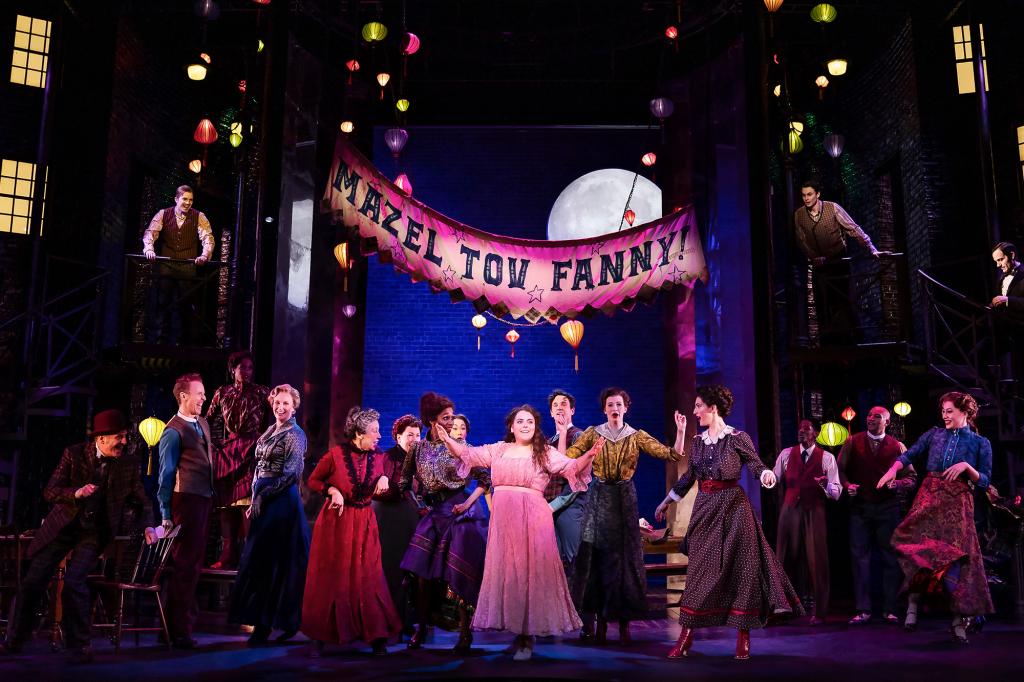 Beanie Feldstein, center, with the cast during a performance of "Funny Girl."