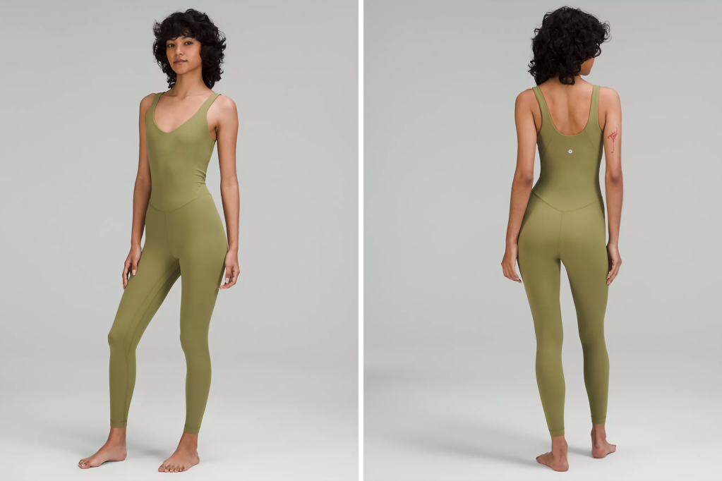 Green unitard with v neck