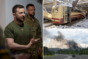 Ukraine's President Volodymyr Zelensky visits a position of Ukrainian service members in  Southern Ukraine on June 18, 2022.