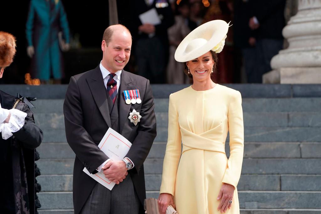 Kate Middleton, Duchess of Cambridge and Prince William leave after attending a service of thanksgiving for the reign of Queen Elizabeth II at St Paul’s Cathedral in London, Friday June 3, 2022 on the second of four days of celebrations to mark the Platinum Jubilee.