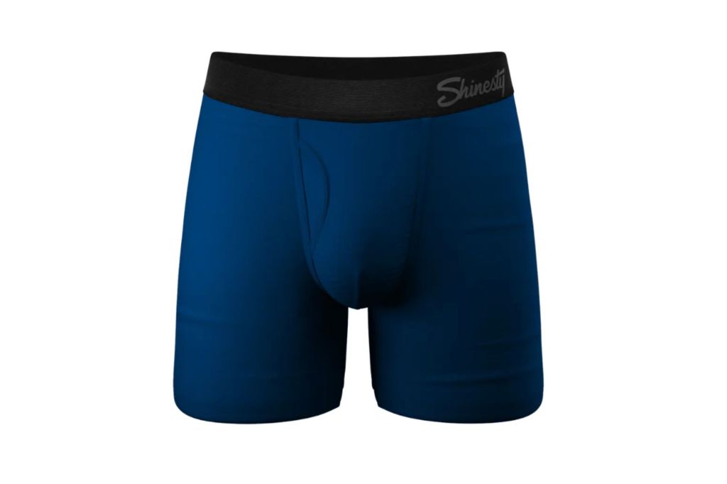 A pair of blue boxer briefs