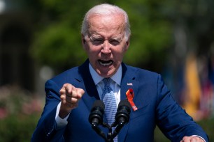 President Joe Biden speaks during an event to celebrate the passage of the "Bipartisan Safer Communities Act," a law meant to reduce gun violence, on the South Lawn of the White House, July 11, 2022, in Washington.