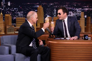 "Tonight" show host Jimmy Fallon joked about Joe Biden possibly resigning following a first term.