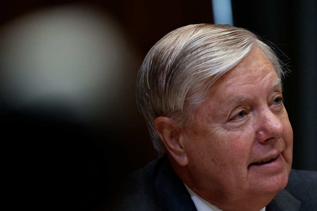 Senator Lindsey Graham (R-SC) speaks during a Senate Appropriations Subcommittee hearing on the fiscal year 2023 budget for the FBI, at the US Capitol in Washington, DC, on May 25, 2022. (Photo by Ting Shen / POOL / AFP) (Photo by TING SHEN/POOL/AFP via Getty Images)