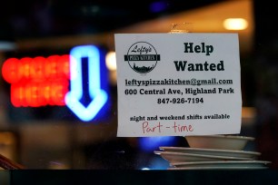 Hiring sign at restaurant