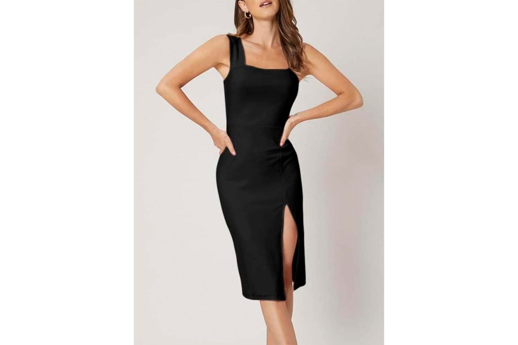 High slit little black dress