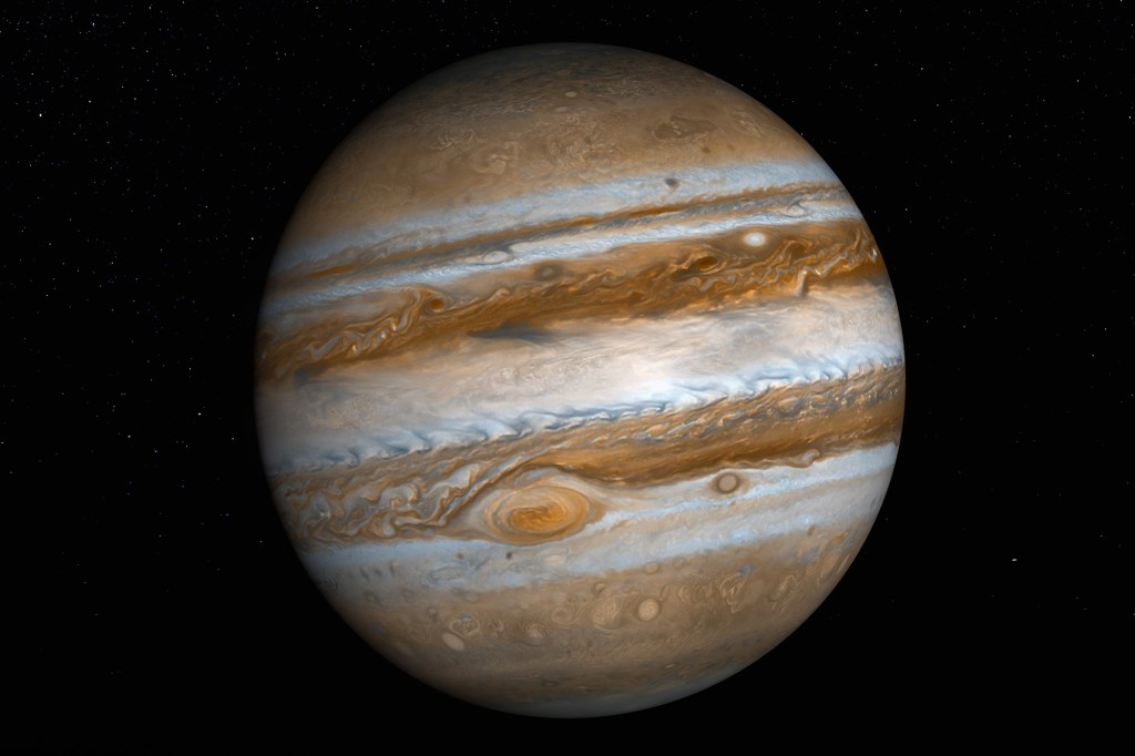 Planet Jupiter at night.