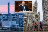 Putin with Russian natural gas pipelines