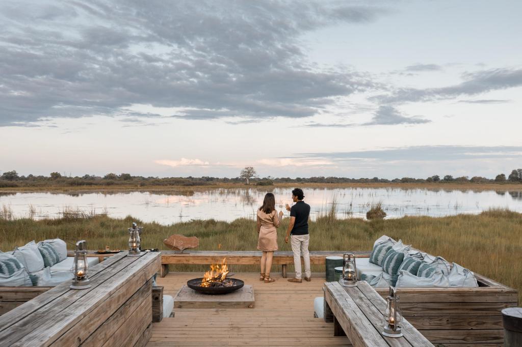 Exterior of a couple at Vumbura Plains.